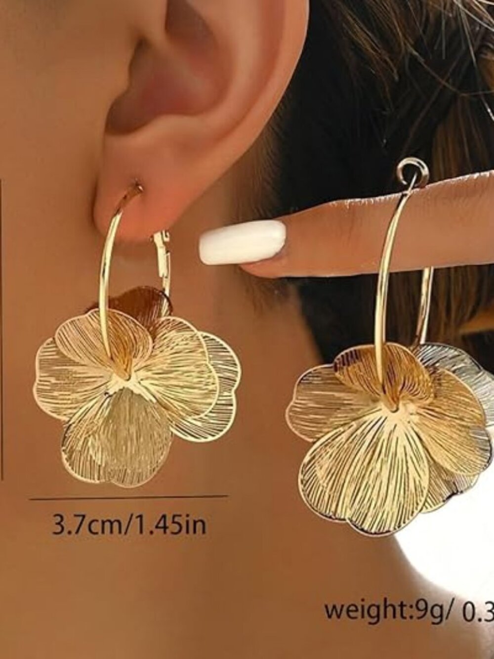 Dangle Flower Statement Earrings | Floral Drop Hoop Earrings | Trendy Jewelry